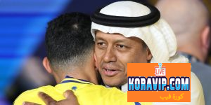 بعناق رونالدو .. كيف احتفل ماجد الجمعان مع نجمي النصر بالتتويج على الأخدود؟